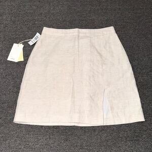 Wilfred Layover Skirt Women's 4 Natural Ecru Linen Blend Front Slit Back Zip NWT